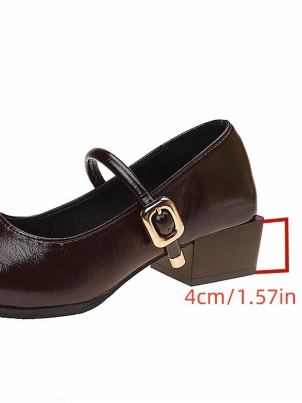 Pointed Toe Mary Jane Pumps in Dark Brown - Picture 2 of 3
